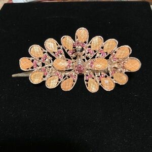 Elegant peacock Orange and Pink Hair Clip